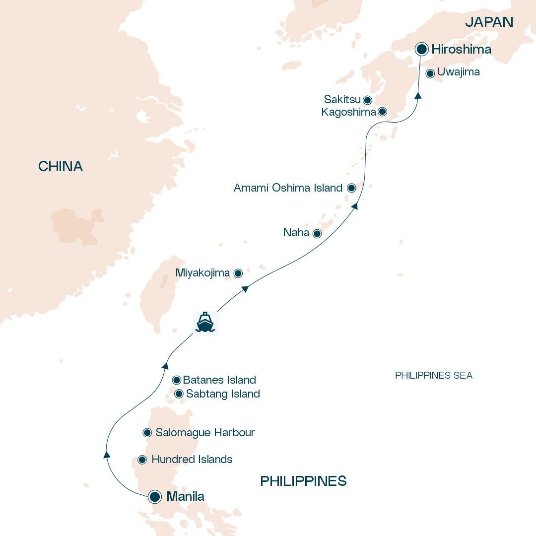 Philippines to Japan Cultural Discovery Cruise Itinerary Map