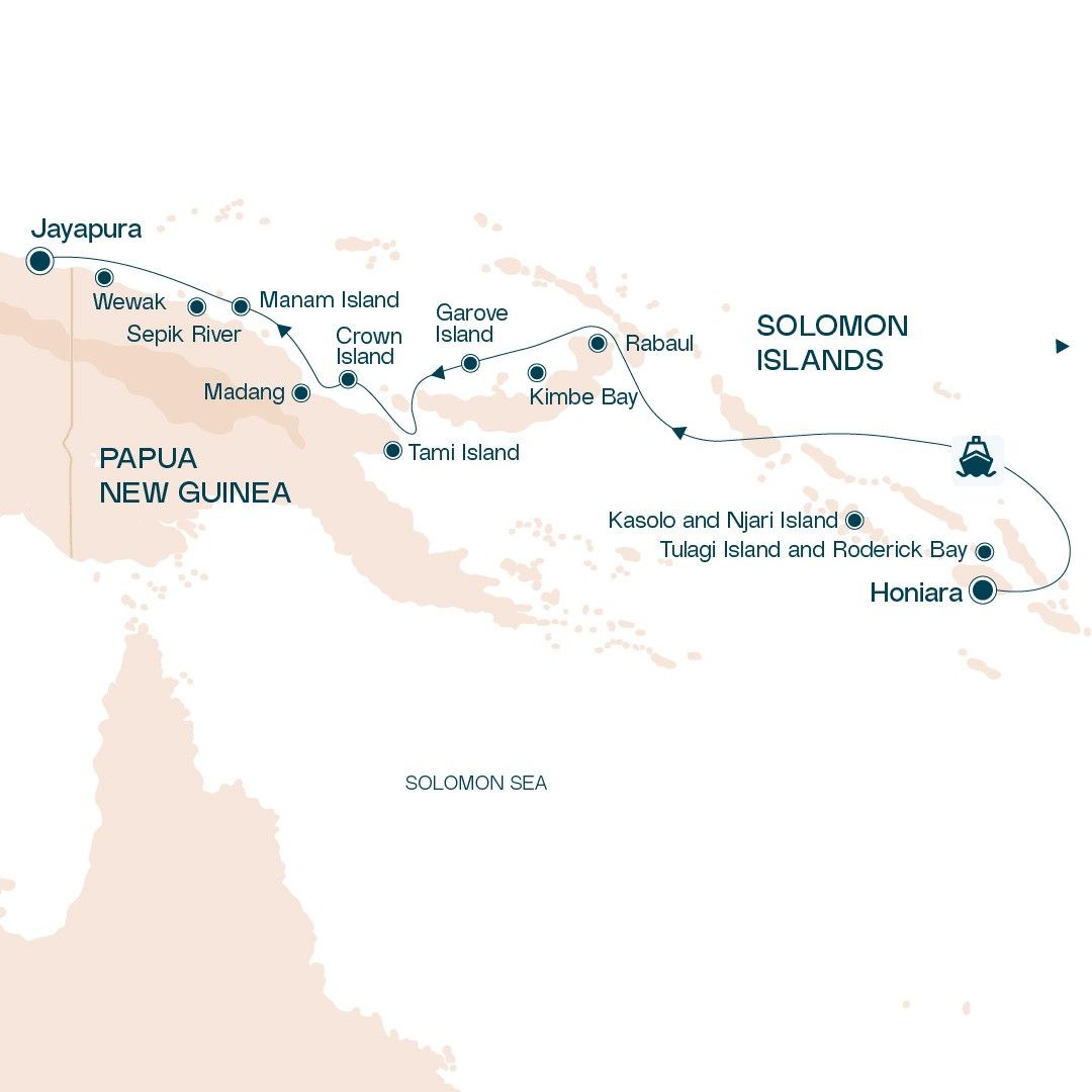 Wild Eden of Papua New Guinea cruise Itinerary Map