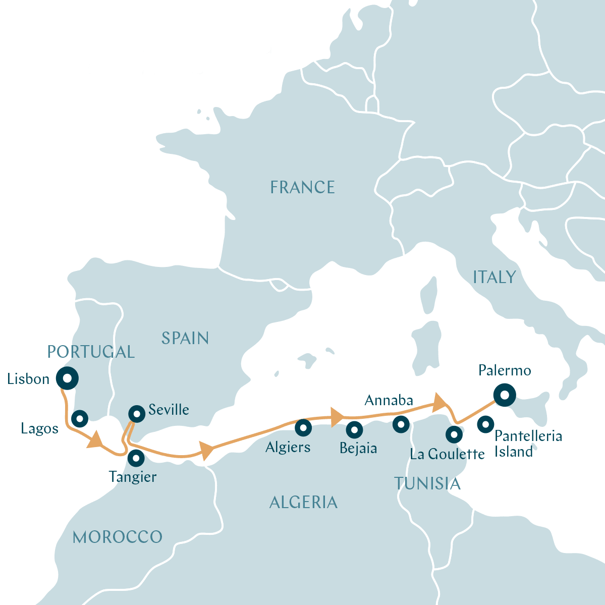 CRUISE FROM PORTUGAL TO ITALY